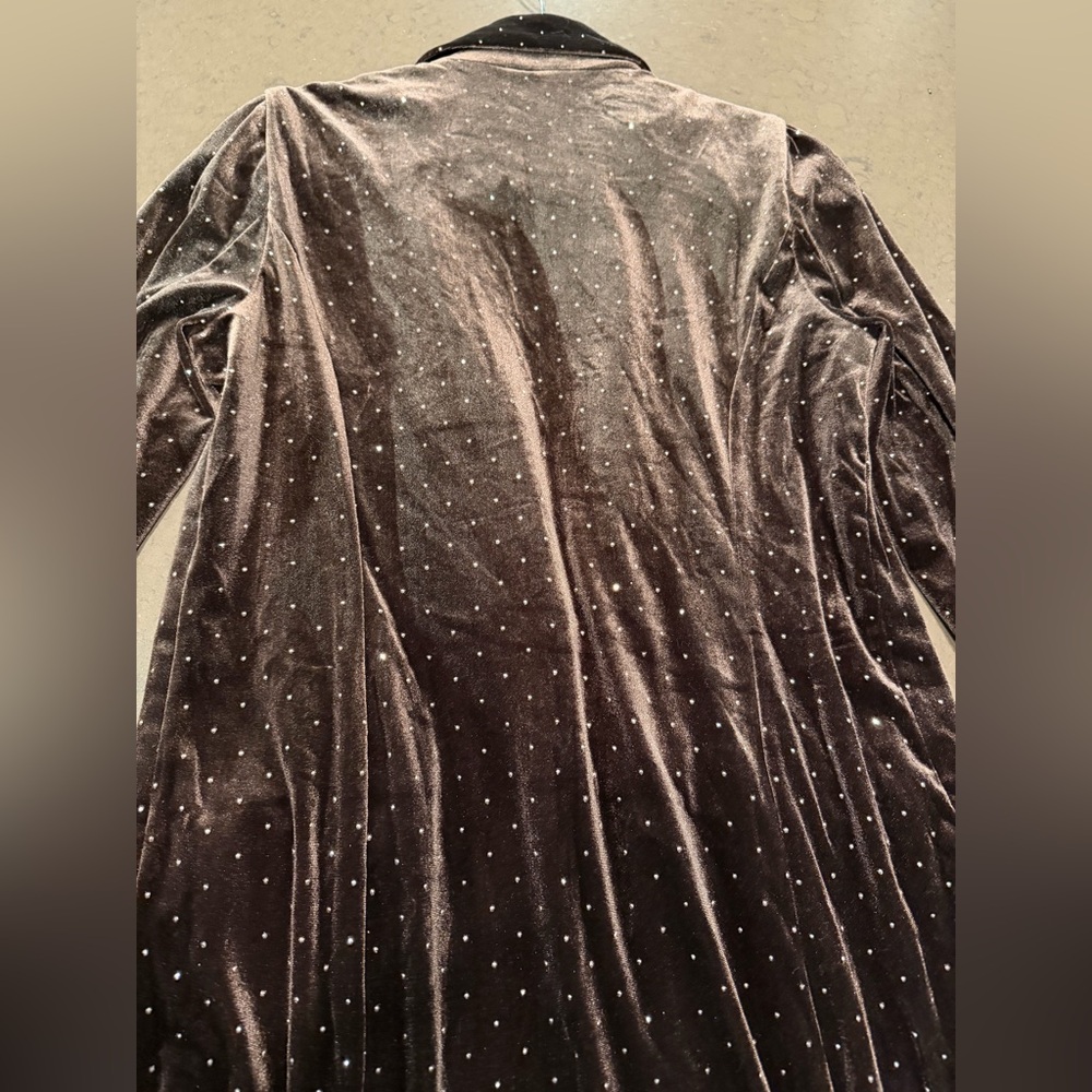 Skies Are Blue Velvet Long Coat with Studded Detail Sz: M - Picture 10 of 12